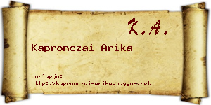 Kapronczai Arika névjegykártya